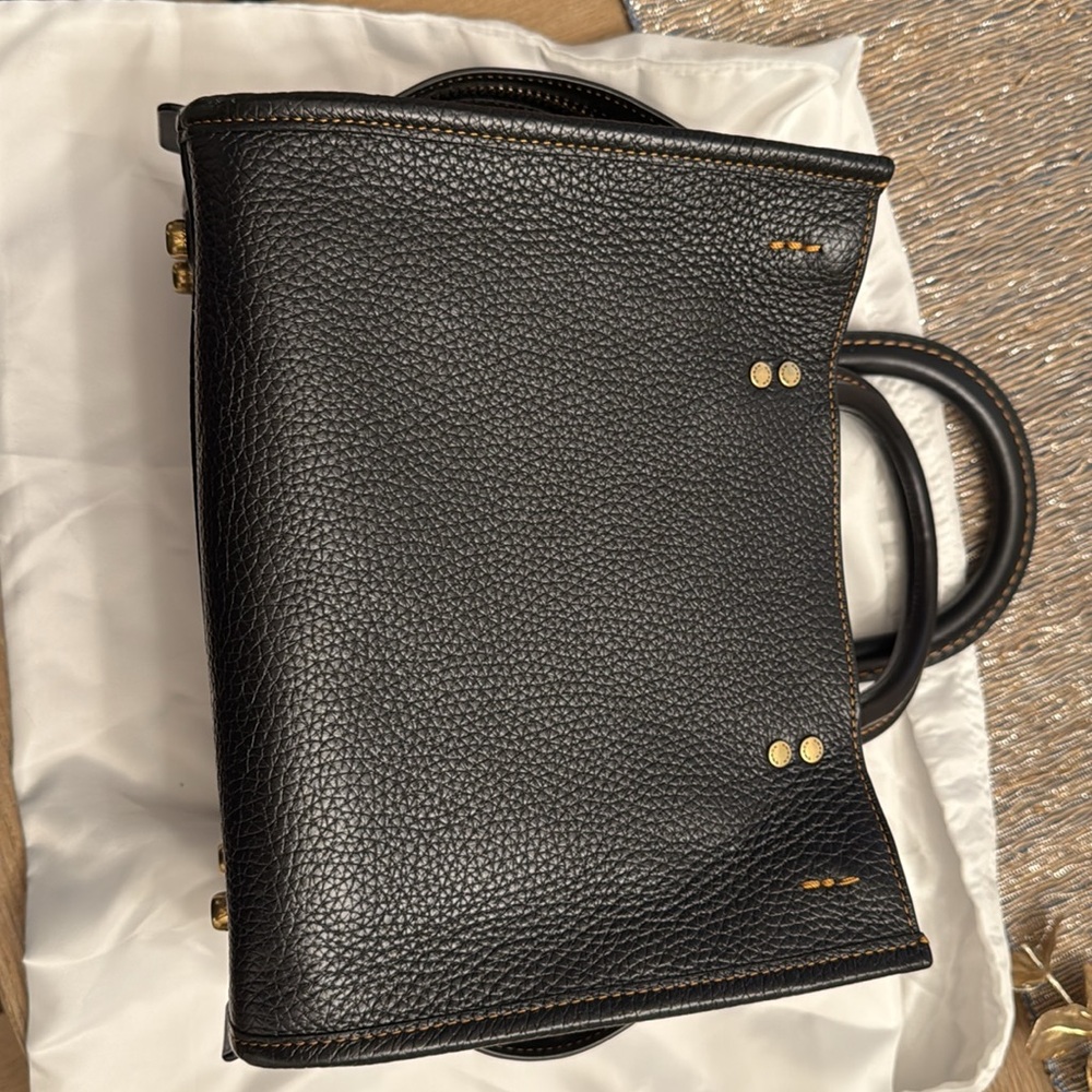Coach Rogue 25 Black and Gold Satchel - Picture 11 of 13